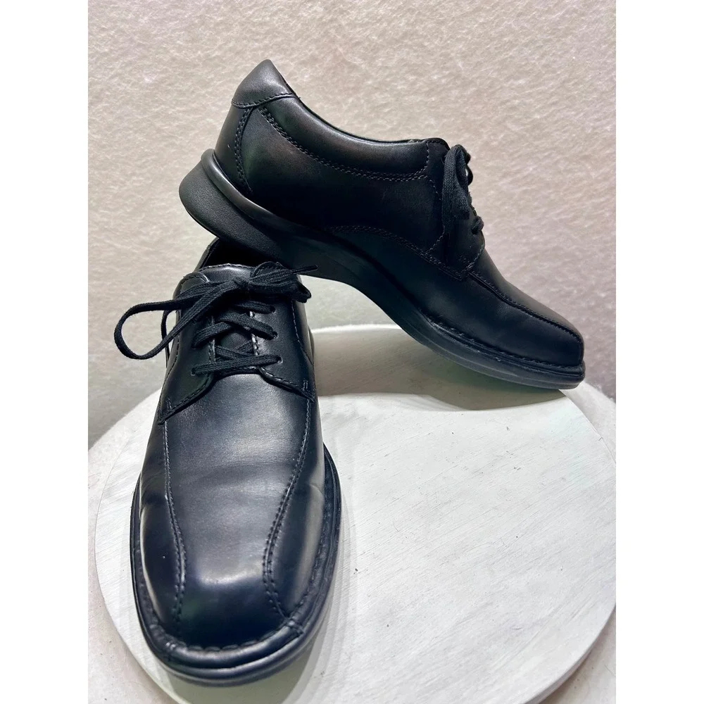 Clarks Collection Mens Black Leather Bicycle Toe Oxford Shoes 261454777070 Sz 8M